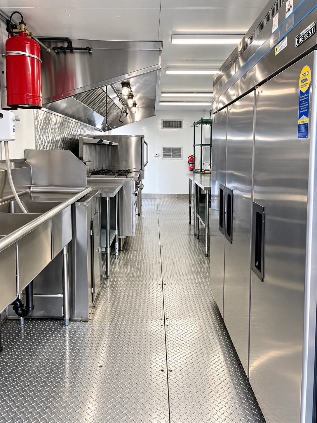 Reference view of commercial kitchen cooking and preparation equipment